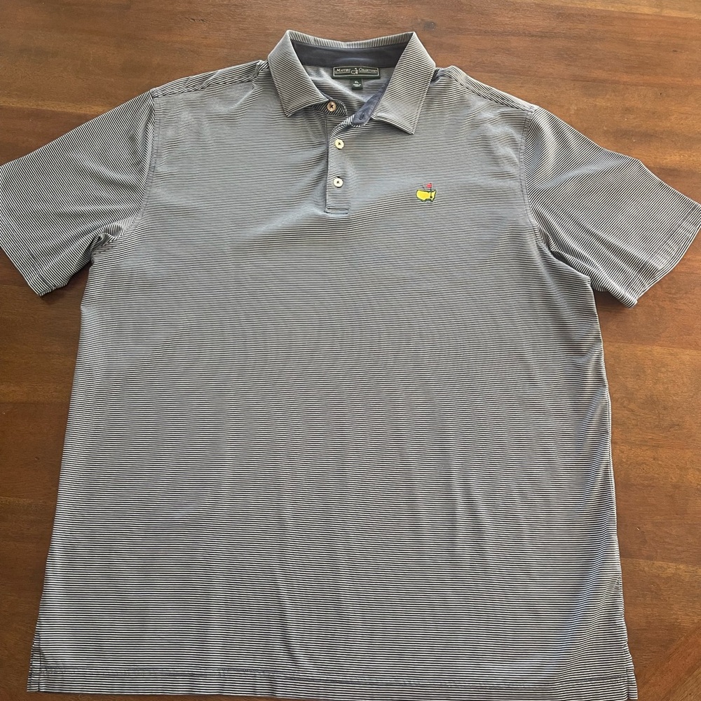 Masters Blue and White Stripe Polo XL